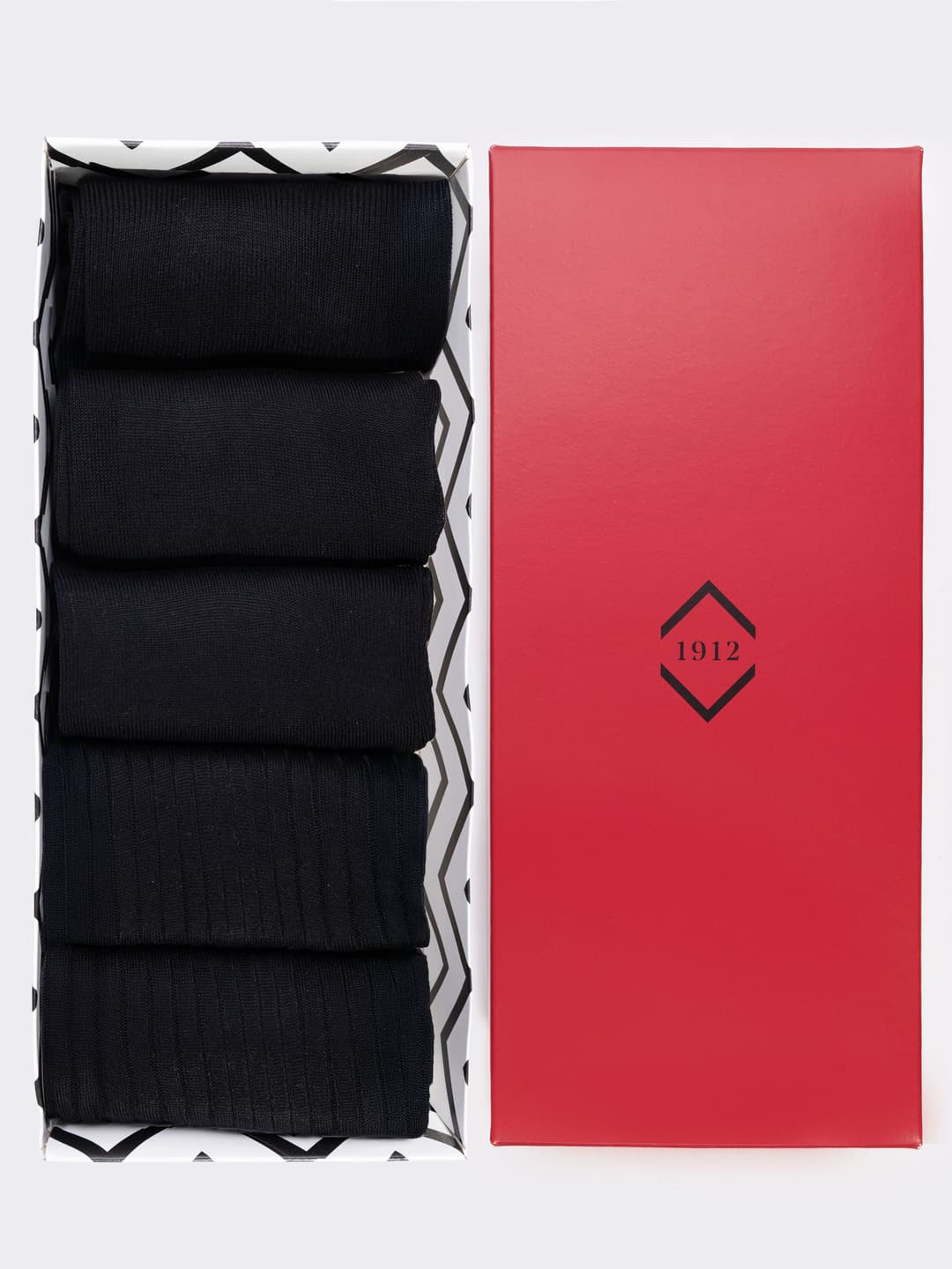 Scatola regalo 5 paia calze Classiche Lunghe uomo in Filo di Scozia - Nero