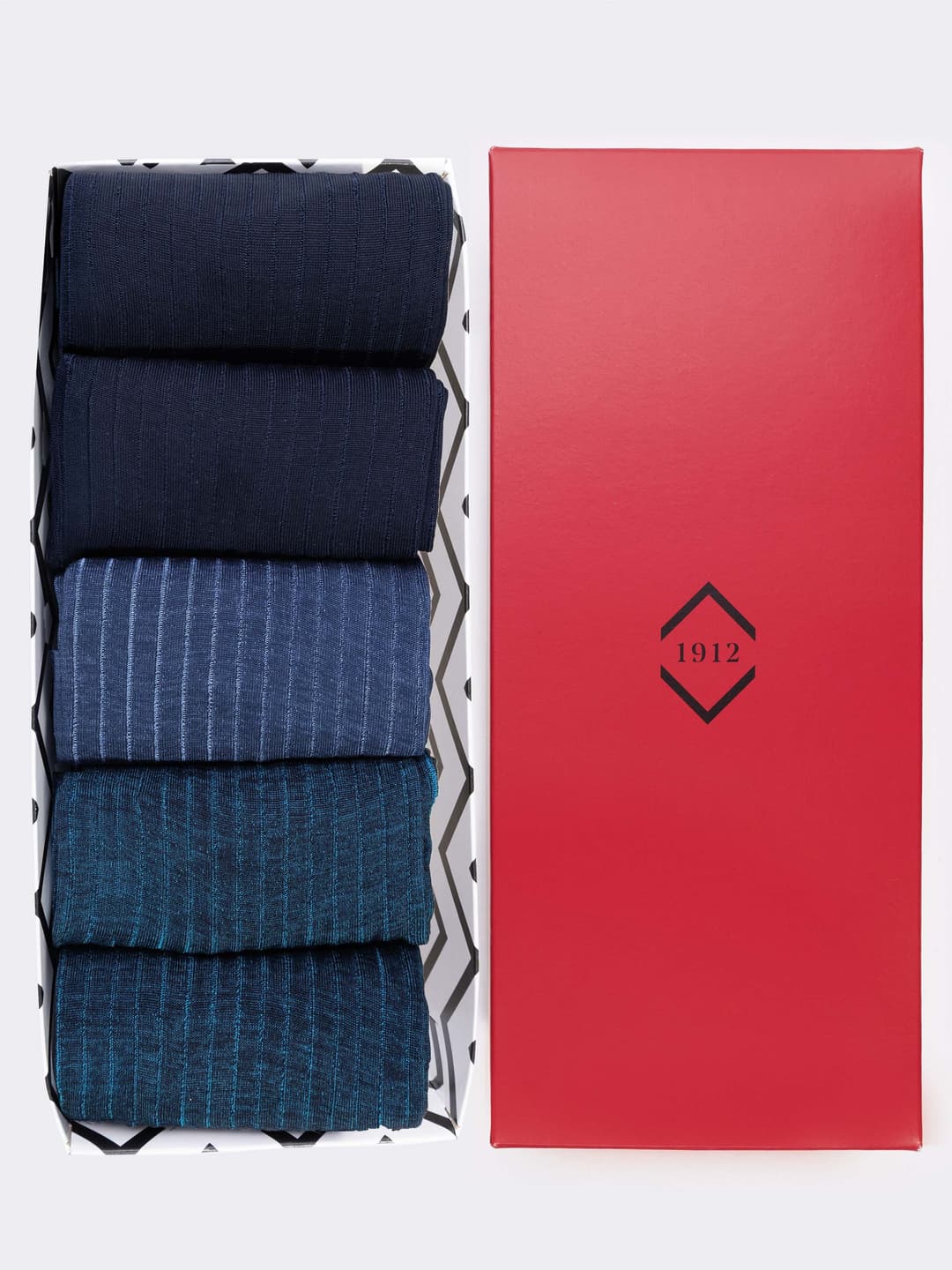Scatola regalo 5 paia calze uomo a costa Vanisè in Filo di Scozia