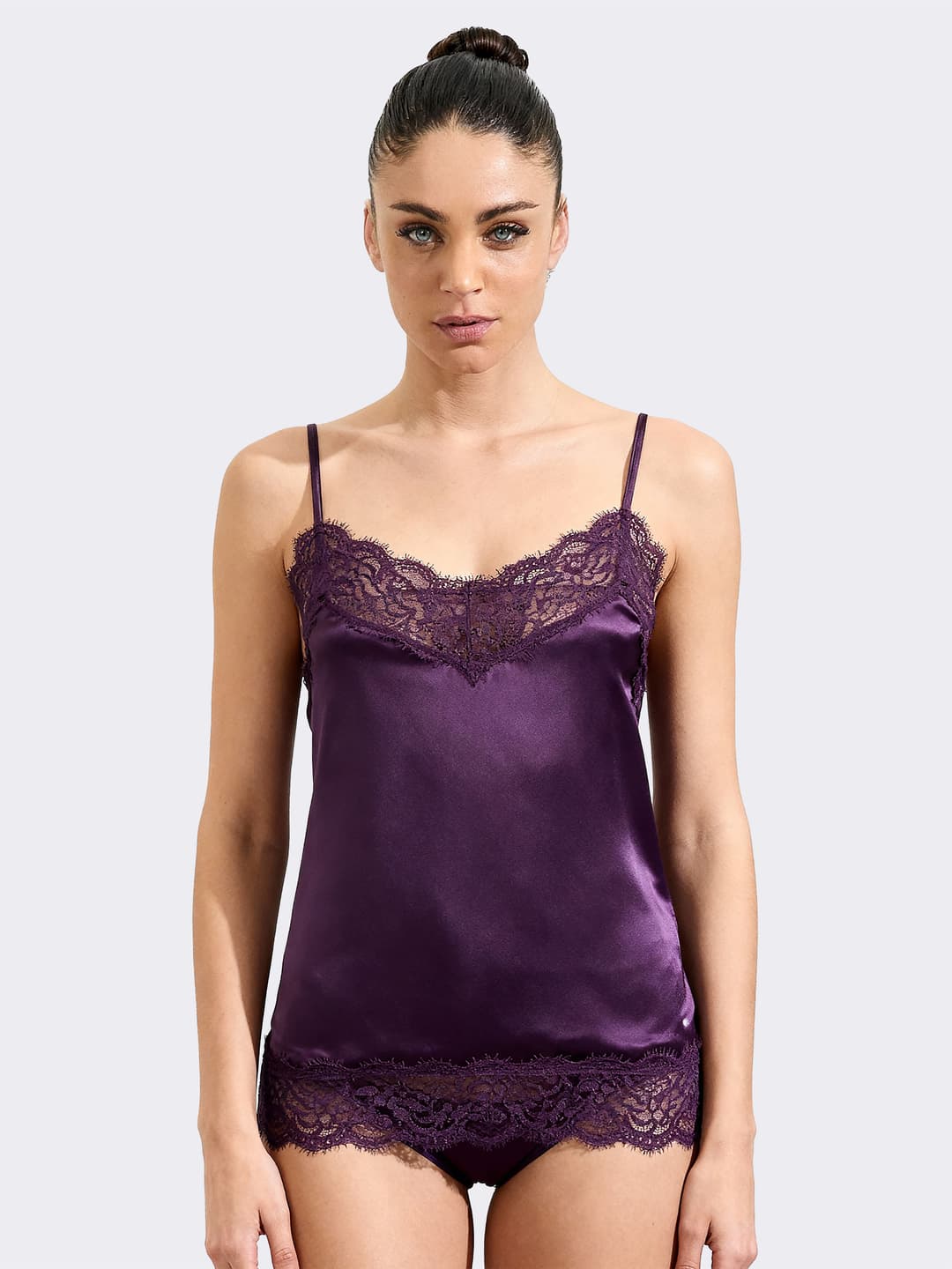 top Donna con Pizzo Tinta Unita - Raffinato ed Elegante