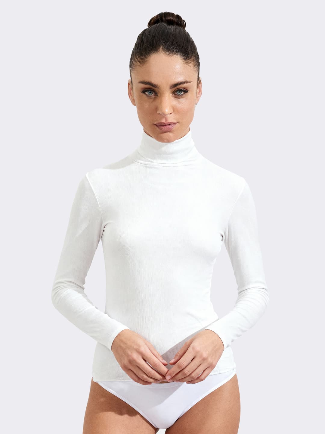 Maglia Intima Dolcevita Donna Manica Lunga a costina in Cashmere & Modal - Elegante e Calda